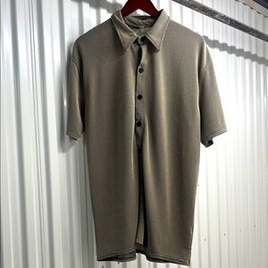 Men's Classic Beige Short Sleeve Texture Shirt